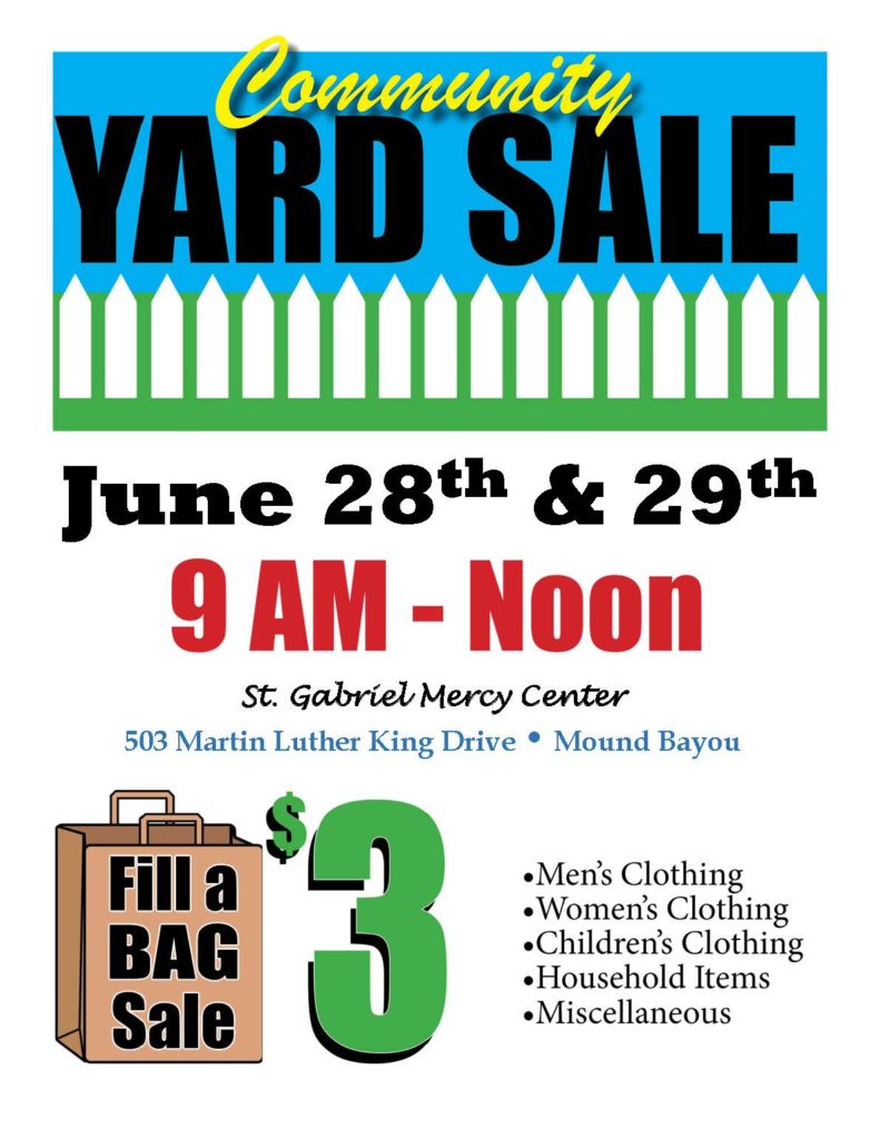 SGMC_Community Yardsale Flyer 6-2019 – St. Gabriel Mercy Center